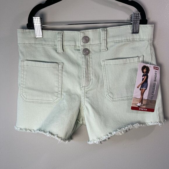 Levi's Stretch Girlfriend Shorts, Mint Green, Size 10 Reg - Picture 1 of 15